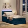 vidaXL Cama otomana con colch&oacute;n y LED terciopelo azul oscuro 80x200 cm