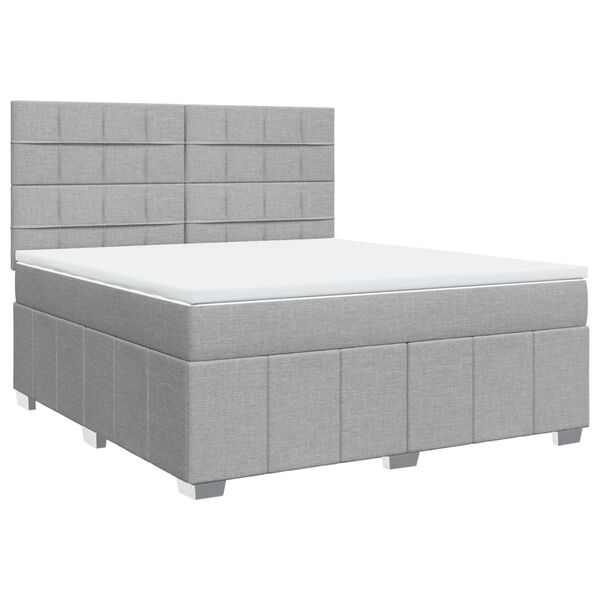 vidaXL Cama box spring con colch&oacute;n tela gris claro 180x200 cm