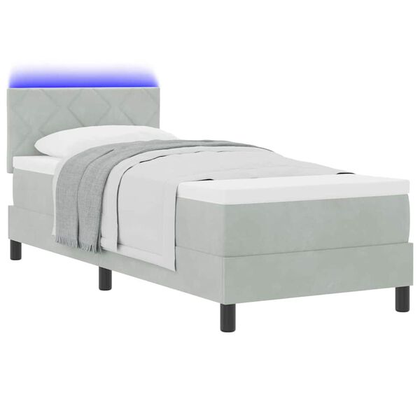 vidaXL Cama Box Spring LED con LED Gris Claro 80 x 200 cm Terciopelo