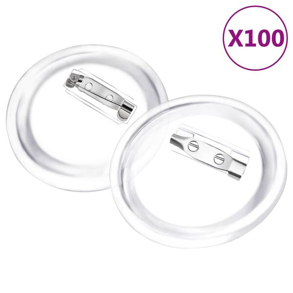 vidaXL Kit de chapas con alfiler 100 juegos acrílico 44 mm