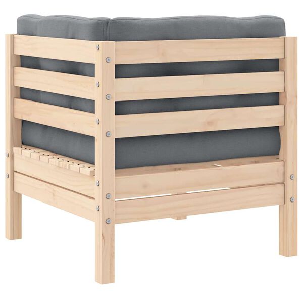 vidaXL Sofá de jardín 2 plazas con cojines grises madera maciza pino