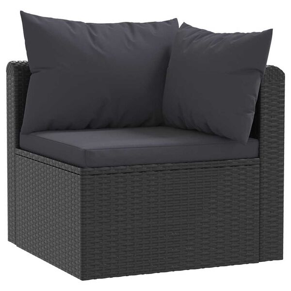 vidaXL Set muebles de jardín 5 piezas y cojines ratán sintético negro