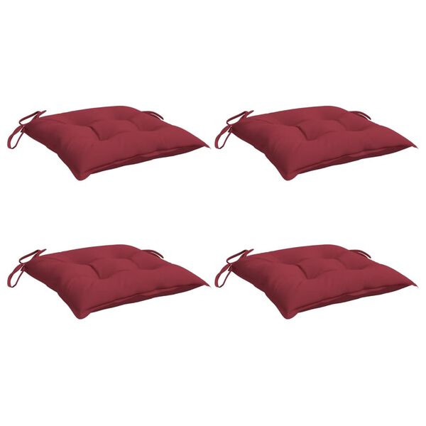 vidaXL Cojines silla de jard&iacute;n 4 uds tela Oxford rojo tinto 40x40x7 cm