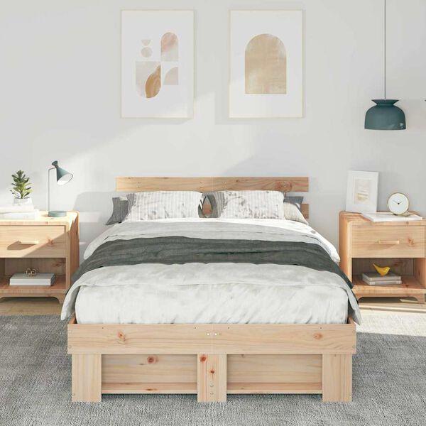 vidaXL Estructura de cama Marr&oacute;n 140 x 190 cm Madera de pino macizo