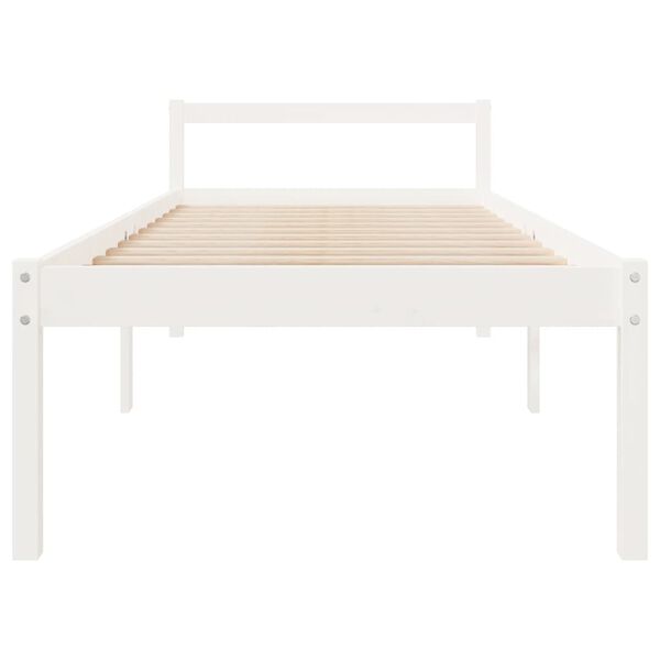 vidaXL Cama senior individual peque&ntilde;a sin colch&oacute;n blanco 75x190 cm