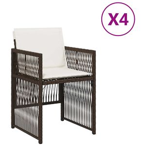 vidaXL Sillas de jard&iacute;n con cojines 4 unidades rat&aacute;n sint&eacute;tico marr&oacute;n