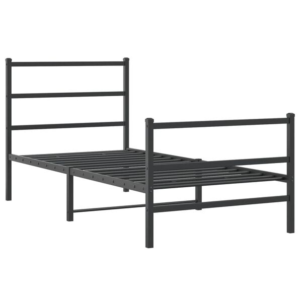 vidaXL Estructura cama sin colch&oacute;n con estribo metal negro 90x200 cm