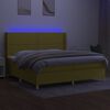 vidaXL Cama box spring colch&oacute;n y luces LED tela verde 200x200 cm