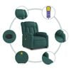 vidaXL Sillón masaje eléctrico reclinable elevable tela verde oscuro