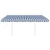 vidaXL Toldo autom&aacute;tico LED sensor de viento azul y blanco 4x3,5 m