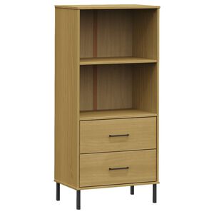 vidaXL Librer&iacute;a con 2 cajones OSLO madera maciza marr&oacute;n 60x35x128,5 cm