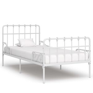 vidaXL Cama con somier sin colch&oacute;n metal blanco 90x200 cm