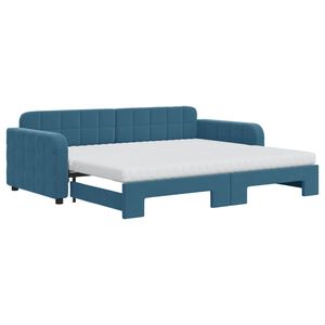 vidaXL Sof&aacute; cama nido con colch&oacute;n terciopelo azul 90x200 cm