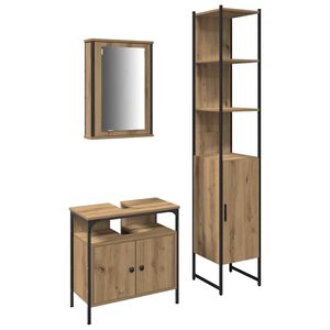 vidaXL Juego de muebles de ba&ntilde;o 3 uds. Roble artisan