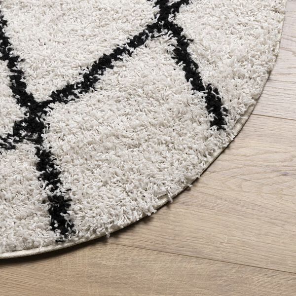 vidaXL Alfombra de pelo largo moderna PAMPLONA crema y negro &Oslash; 100 cm