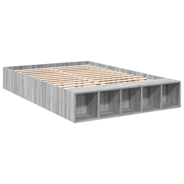vidaXL Estructura de cama madera de ingenier&iacute;a gris Sonoma 120x200 cm