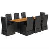 vidaXL Set de comedor de jard&iacute;n 9 pzas y cojines rat&aacute;n sint&eacute;tico negro
