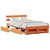 vidaXL Estructura de cama con cabecera Marrón cera 135 x 190 cm