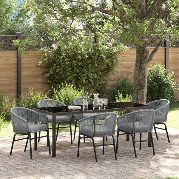 vidaXL Conjunto de Comedor de Jard&iacute;n 7 pcs Antracita