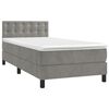 vidaXL Cama box spring colch&oacute;n y LED terciopelo gris claro 90x190 cm