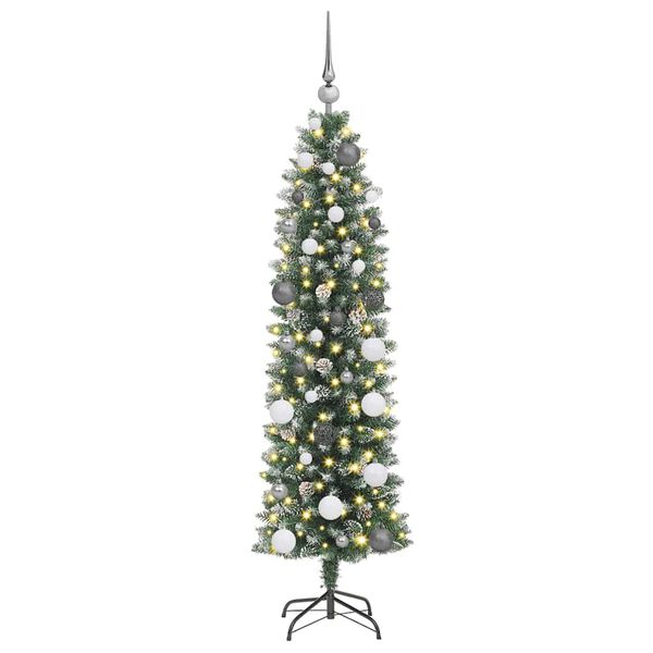 vidaXL &Aacute;rbol Navide&ntilde;o Artificial Delgado con 150 LED Verde y 150 cm