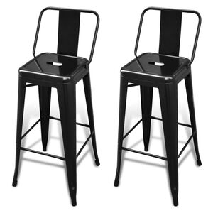 vidaXL Taburetes de cocina 2 unidades de acero negro