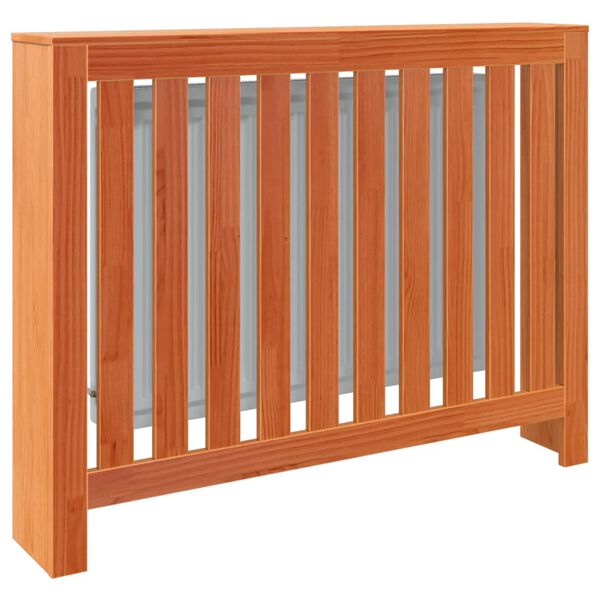 vidaXL Cubierta radiador madera maciza pino marr&oacute;n cera 108,5x19x84 cm