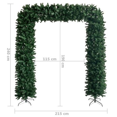 vidaXL Arco árbol de Navidad con LEDs y bolas verde 240 cm