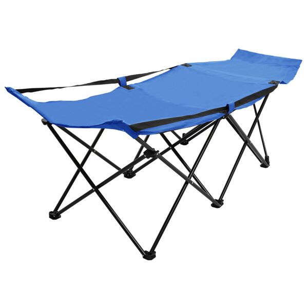 vidaXL Tumbona plegable acero azul