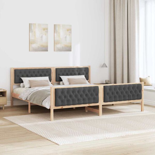 vidaXL Estructura de cama con cabecera Gris oscuro 200 x 200 cm