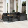 vidaXL Conjunto de sof&aacute; de jard&iacute;n 12 pcs Negro Rattan de Poli&eacute;ster