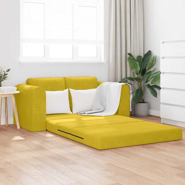 vidaXL Sof&aacute; cama 60cm Amarillo Terciopelo