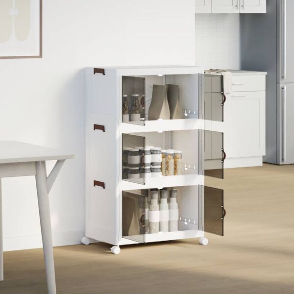 vidaXL Caja de almacenaje apilable con ruedas 3 niveles 75 L