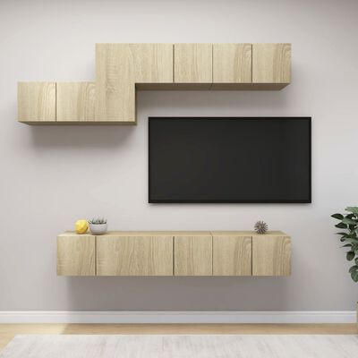 vidaXL Set de muebles salón TV 7 pzas madera ingeniería roble Sonoma