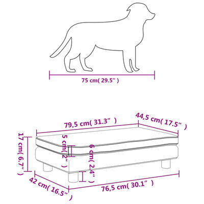 vidaXL Cama de perros con extensión terciopelo gris oscuro 100x50x30cm