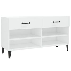 vidaXL Zapatero madera contrachapada blanco brillo 102x35x55 cm