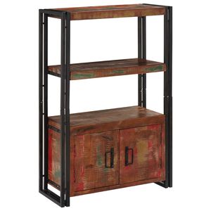 vidaXL Estante de Libros con Puertas Madera Recuperada S&oacute;lida y Metal