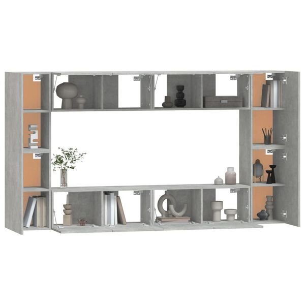 vidaXL Set de muebles de TV 8 pzas madera contrachapada gris hormig&oacute;n