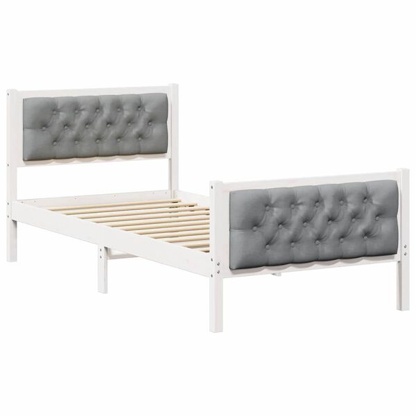 vidaXL Estructura de cama Gris Claro 90 x 200 cm Madera de pino macizo