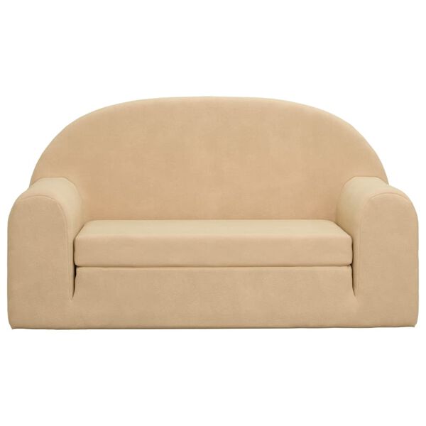 vidaXL Sof&aacute; cama infantil 2 plazas felpa suave crema