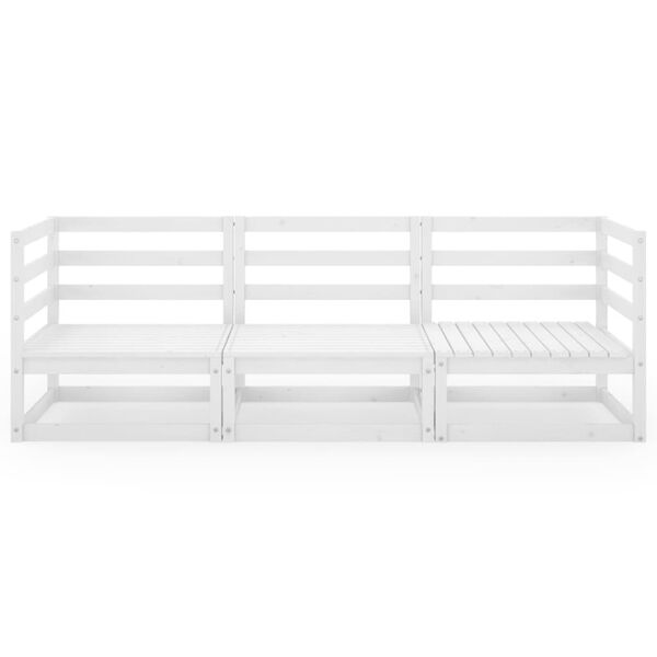 vidaXL Sofá de jardín 3 plazas blanco madera maciza pino