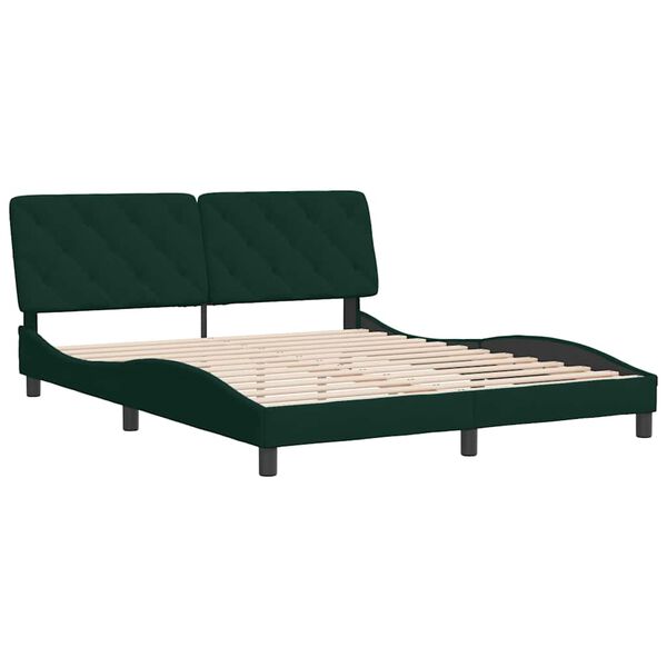 vidaXL Estructura cama sin colch&oacute;n terciopelo verde oscuro 160x200 cm