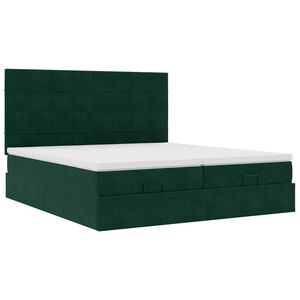 vidaXL Estructura de cama otomana colchones terciopelo verde oscuro