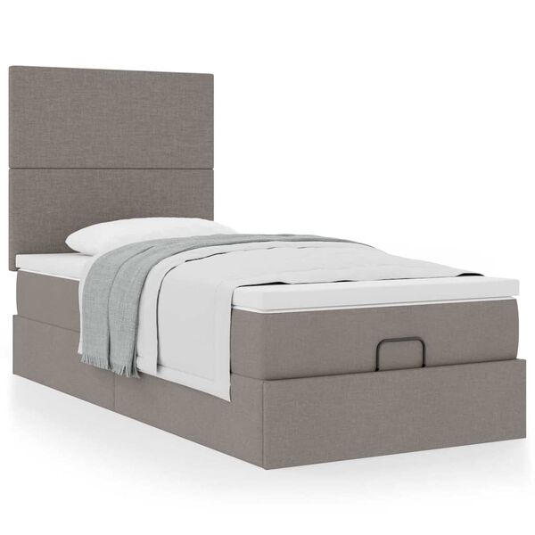 vidaXL Cama otomana con colch&oacute;n topo 90x200 cm tela