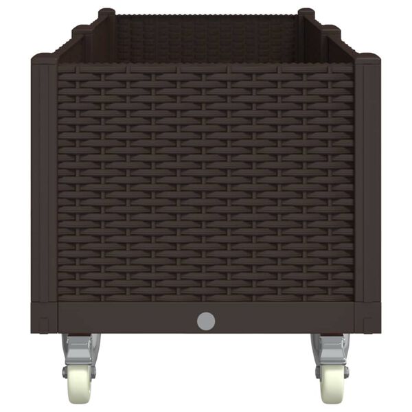 vidaXL Jardinera con ruedas PP marr&oacute;n 160x50x54 cm