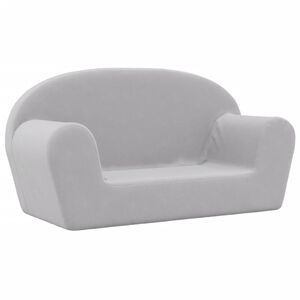 vidaXL Sof&aacute; para ni&ntilde;os de 2 plazas felpa suave gris claro