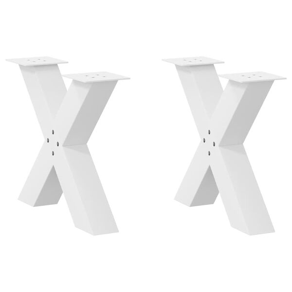 vidaXL Patas para mesa de centro en forma de X (2 unidades), color blanco, 60 x (42-43) cm, acero