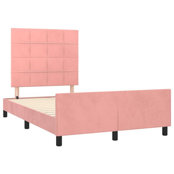 vidaXL Estructura de cama sin colch&oacute;n terciopelo rosa 120x190 cm