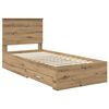 vidaXL Estructura de cama con cabecera Roble artesanal 90 x 190 cm