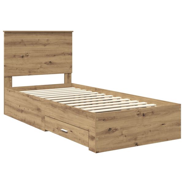 vidaXL Estructura de cama con cabecera Roble artesanal 90 x 190 cm